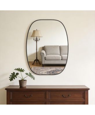 Modern Oblong Bathroom Vanity Mirror with Metal Frame HD Wall Mirror