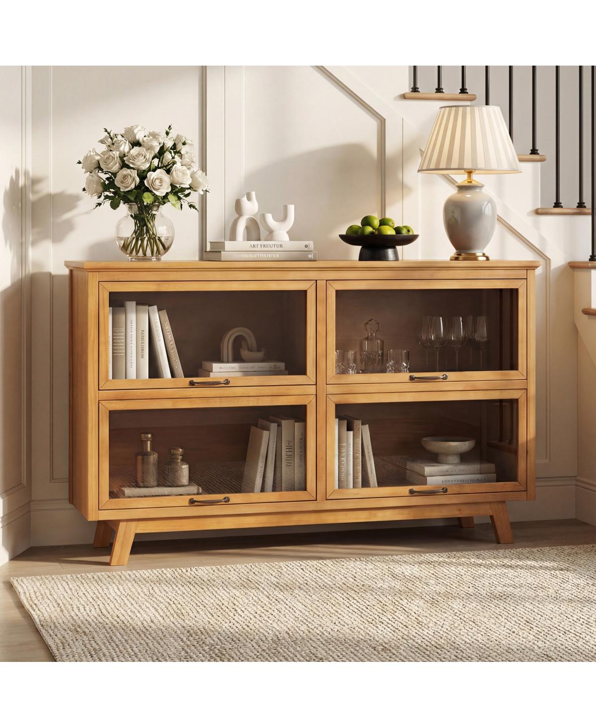 Streamdale Furniture Modern Storage Cabinet with 4 Doors,Display Cabinet