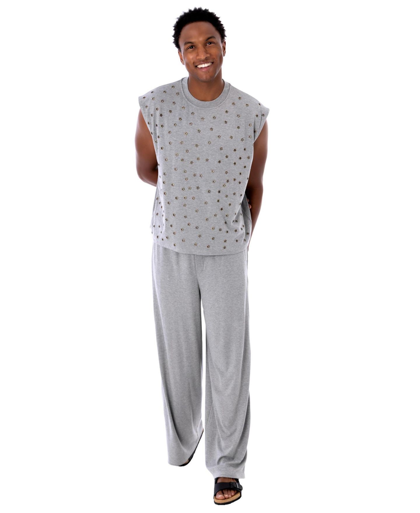 Мужская футболка Dai Moda Mays Cap Sleeve Star Grommet, цвет: Серый — фото 2