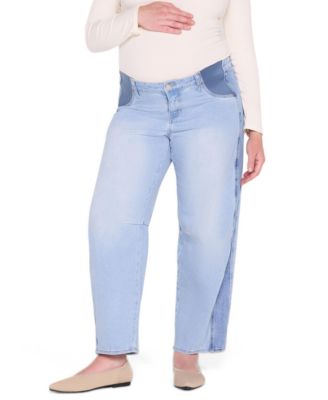 Women's Motherhood Under Belly Side Panel Barrel Leg Jean
