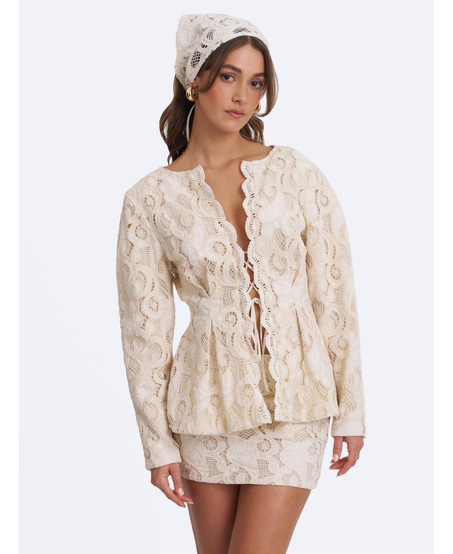 Women's Wenley Puff-Sleeve Lace Cinched-Waist Top