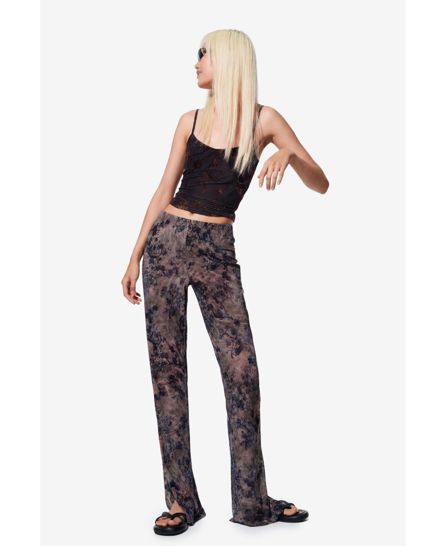 Women's Floral-Print Spaghetti-Strap Cropped Tank
