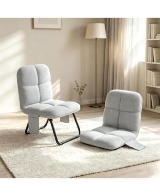 Adult Foldable Lounge Chair, Soft Upholstered Seat with Metal Frame for Bedroom and Dorm