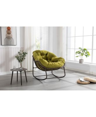 Outdoor Rattan Rocking Chair with Padded Cushion