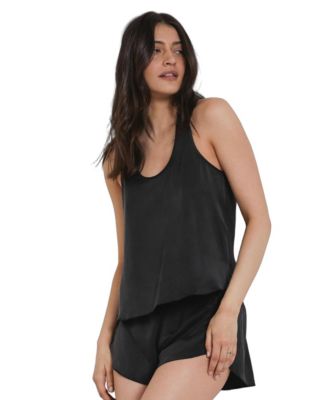 Women's Tulip Back Washable Silk Tank and Shorts, 2-Piece Pajama Set