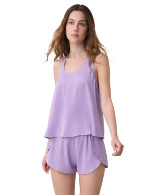 Women's Tulip Back Washable Silk Tank and Shorts, 2-Piece Pajama Set
