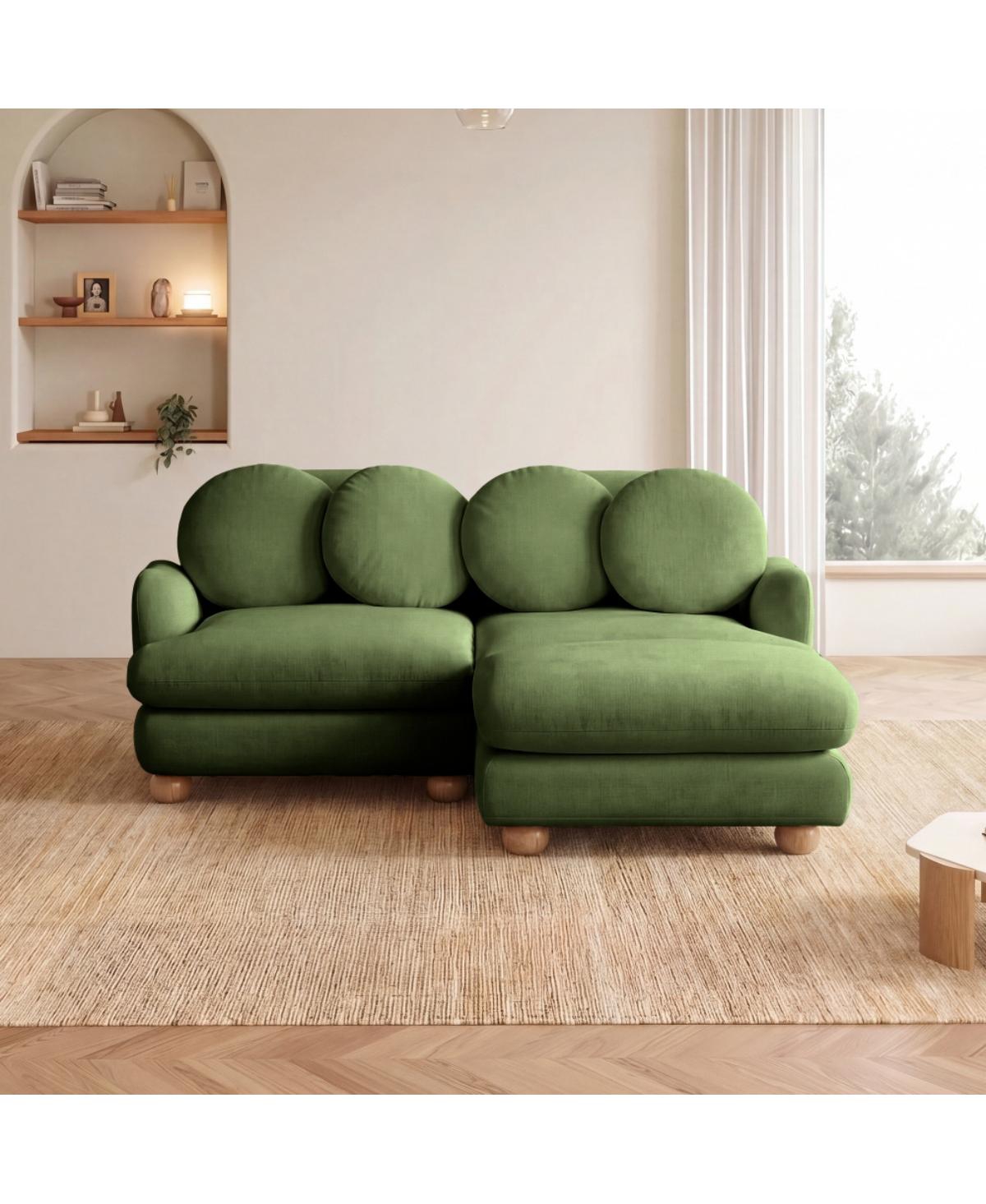 Rainsken Loveseat Sofa, 2 Seater Comfy Chenille Deep Seat Couch with 4 Throw Pillows, Movable Ottoman Solid Wood Frame for Living Room, Bedroom