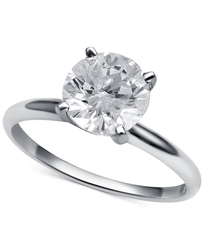 Macy's Diamond Solitaire Engagement Ring (2 ct. t.w.) in 14k White Gold ...