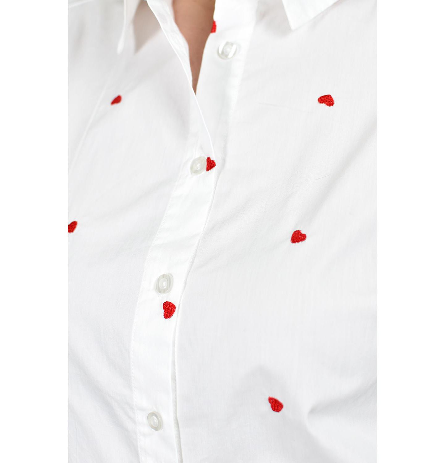Женская рубашка Roman Fashion Heart-Embroidered Button-Up, цвет: Белый — фото 5