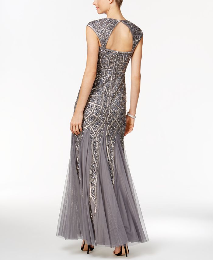 Adrianna Papell Sequin Cutout-Back Mermaid Gown - Macy's