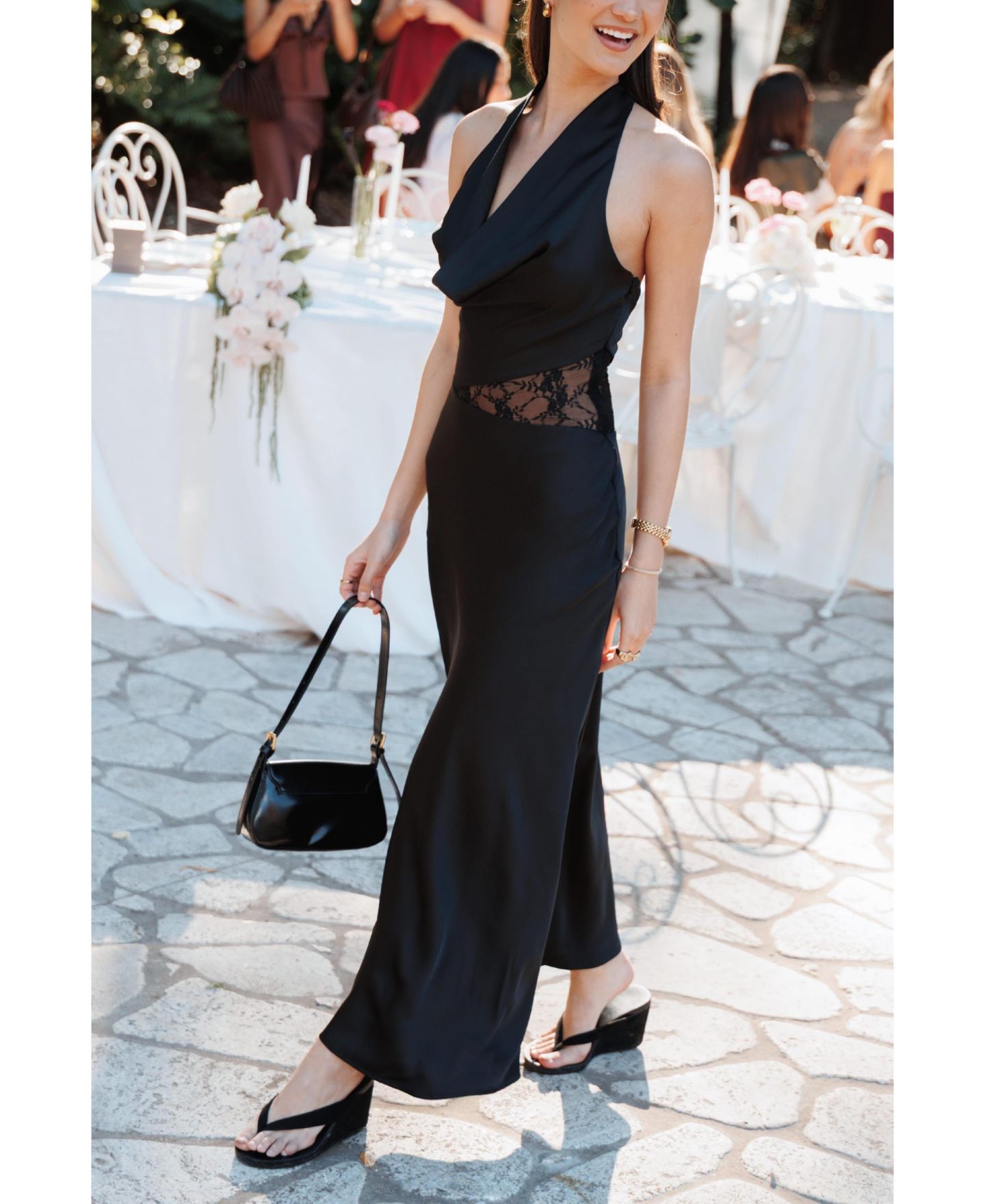 Женское платье Petal and Pup Jameela Halter Maxi Lace, цвет: Чёрный — фото 6