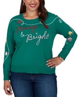 Plus Size Merry Holiday Crewneck Pullover