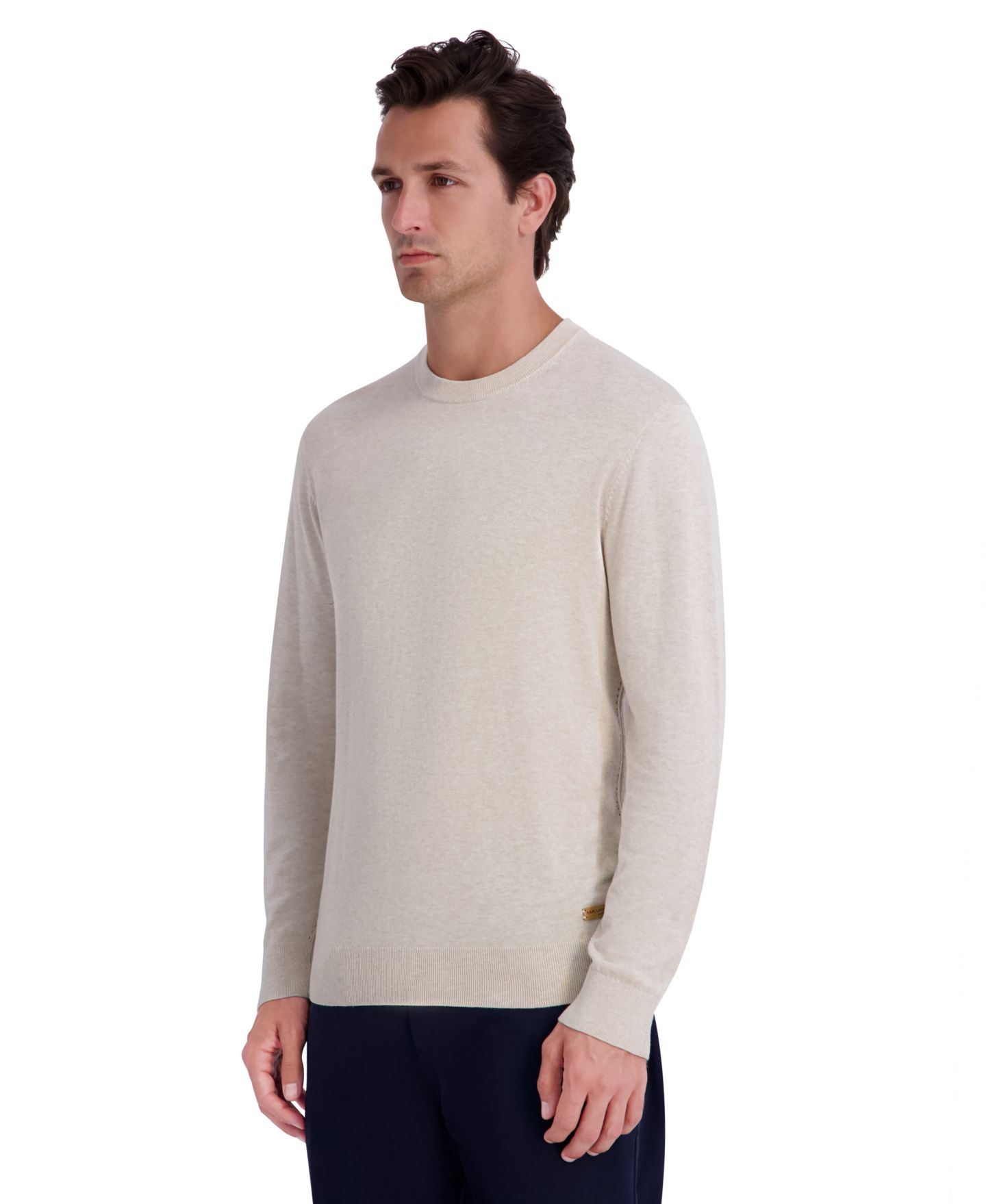 Мужской свитер KARL LAGERFELD PARIS Fine Gauge Blend Crewneck Long-Sleeve Sweater, цвет: Овсяный — фото 3