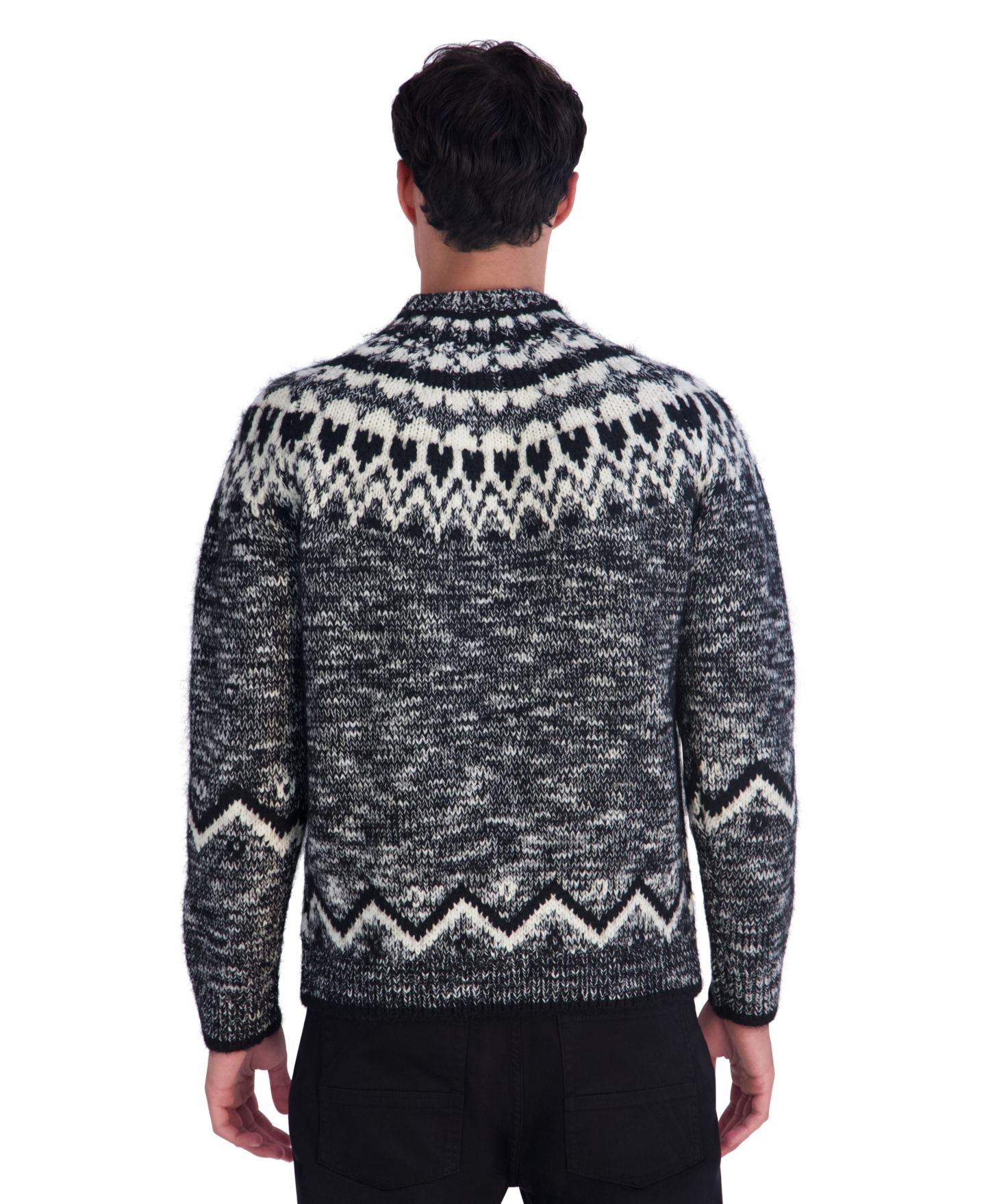 Мужской свитер KARL LAGERFELD PARIS Fair Isle, цвет: Чёрный / Белый — фото 5