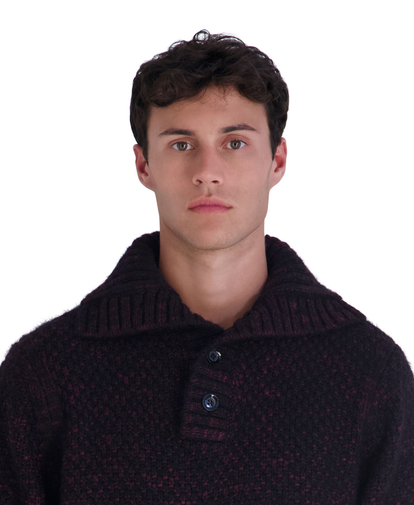 Мужской свитер KARL LAGERFELD PARIS Funnel Neck Chunky Loose, цвет: Винный — фото 4