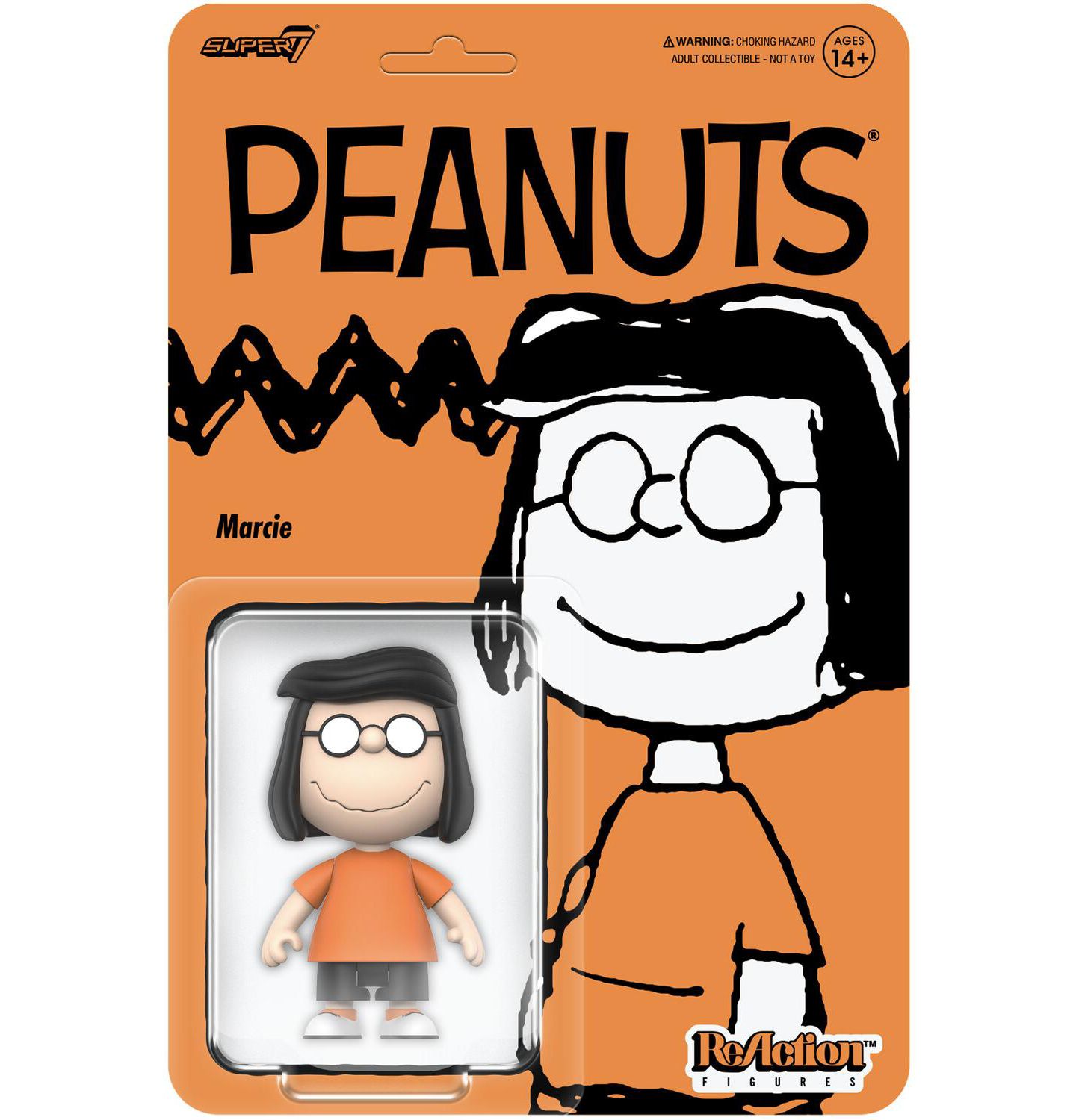 Детская фигурка Super7 Peanuts Marcie ReAction Figures 3.75" Five-Point Articulation Action Figure, 14+ Years, цвет: Open Miscellaneous — фото 1