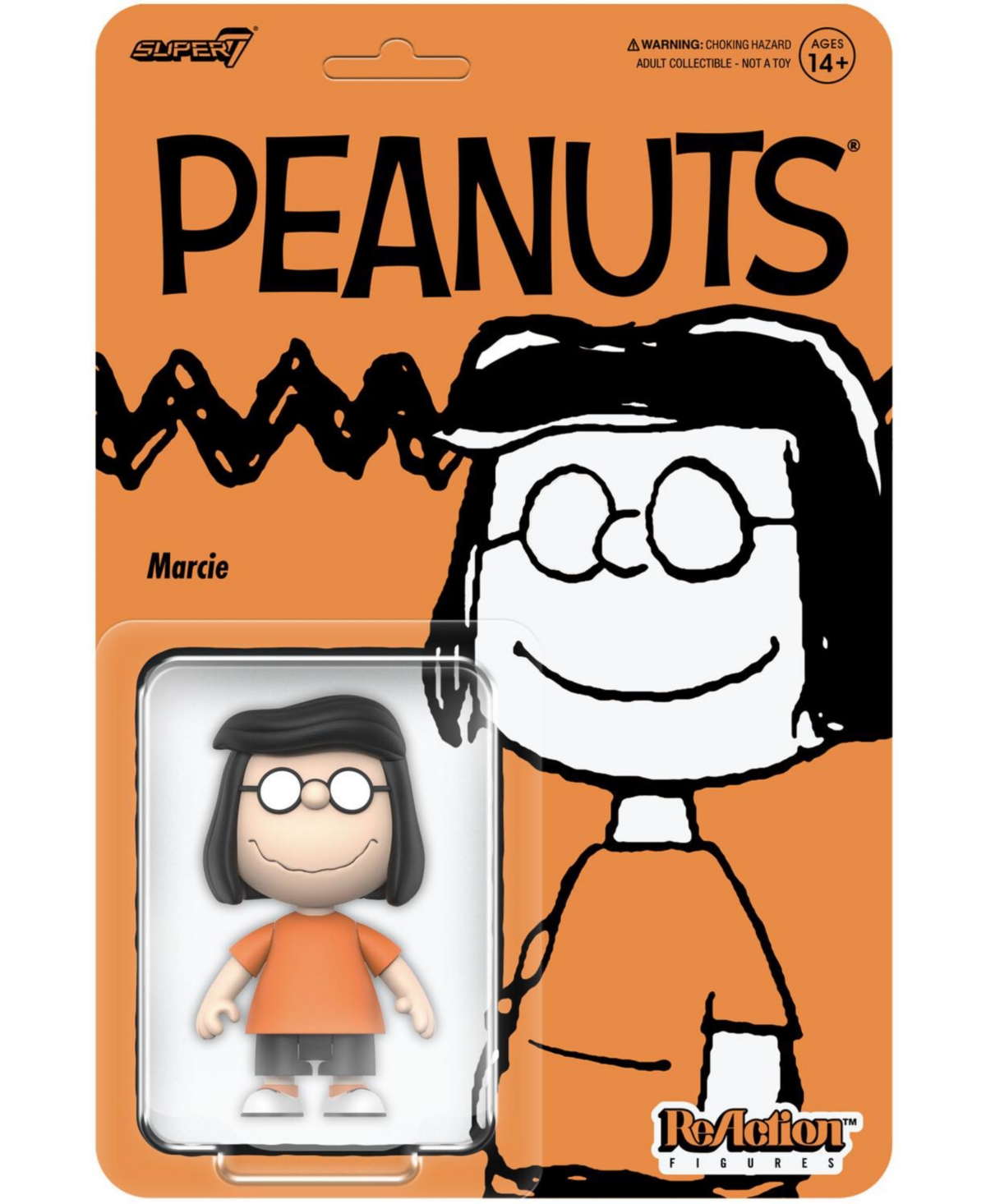Super7 Peanuts Marcie ReAction Figures 3.75" Five-Point Articulation Action Figure, 14+ Years