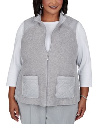 Plus Size Fleece Quilted Sleeveless Vest