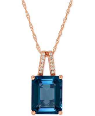 london blue topaz rose gold necklace