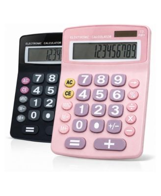 12 Digit Desktop Calculator Set Dual Power Large Tilt LCD Display Quiet Operation For Office School Business