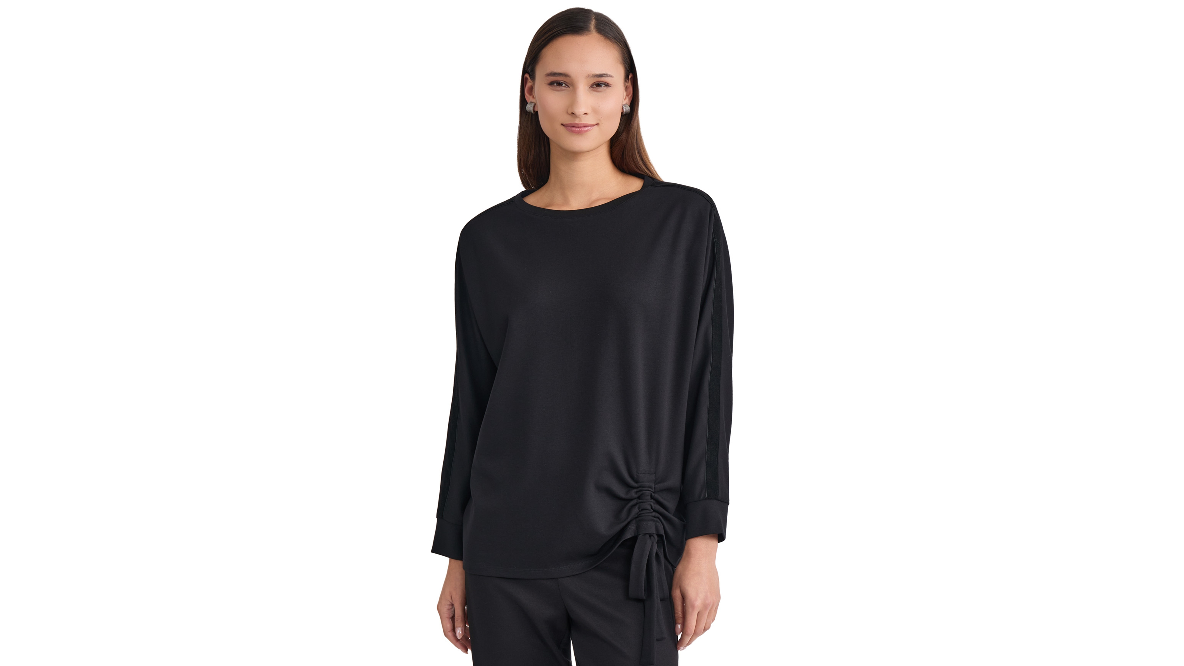 Jones New York Women's Asymmetrical Ruched Dolman Velvet Tunic