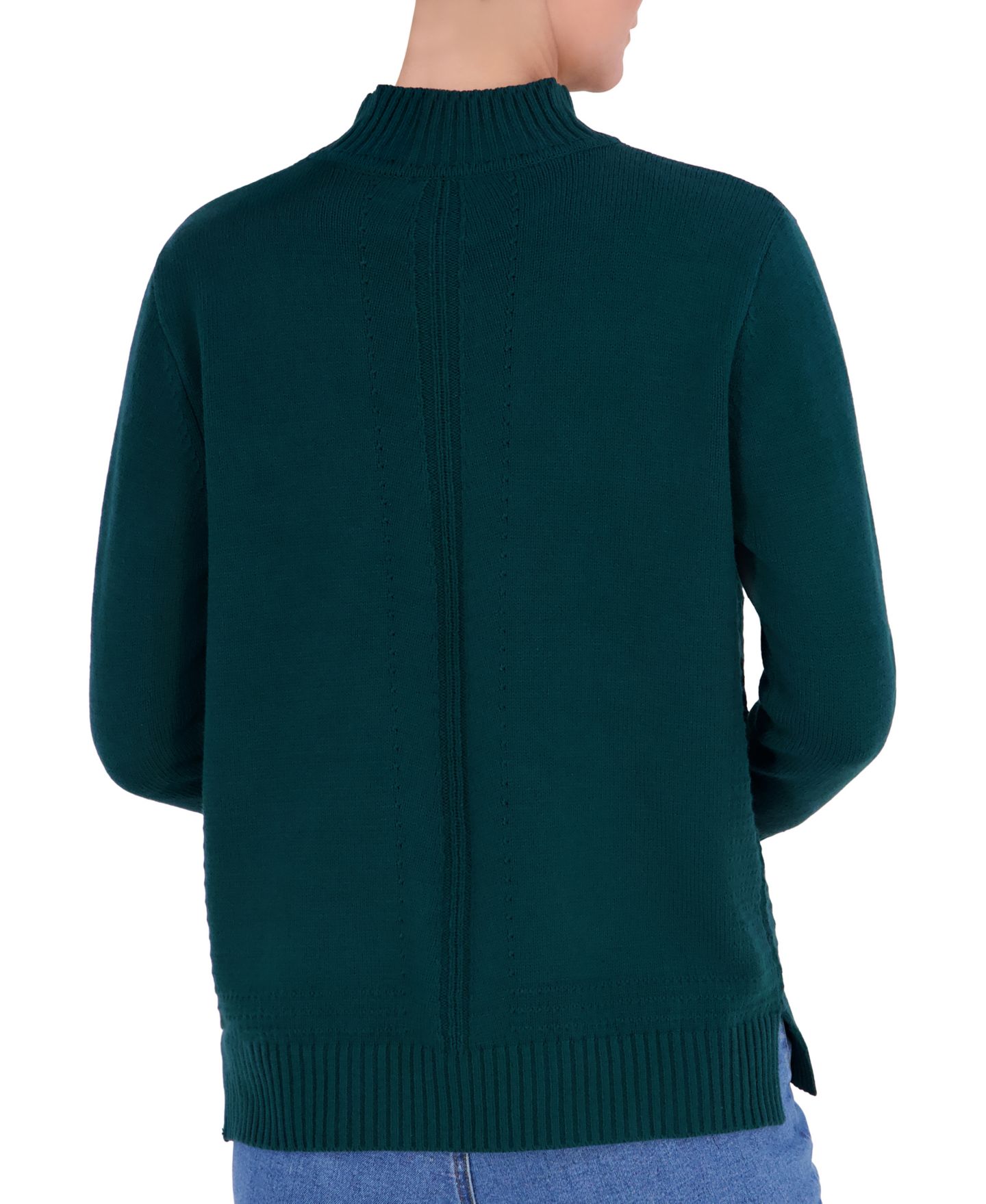 Женский свитер Jones New York Oversized Turtleneck Stitch-Detail, цвет: Тёмный тёмно-зелёный — фото 4