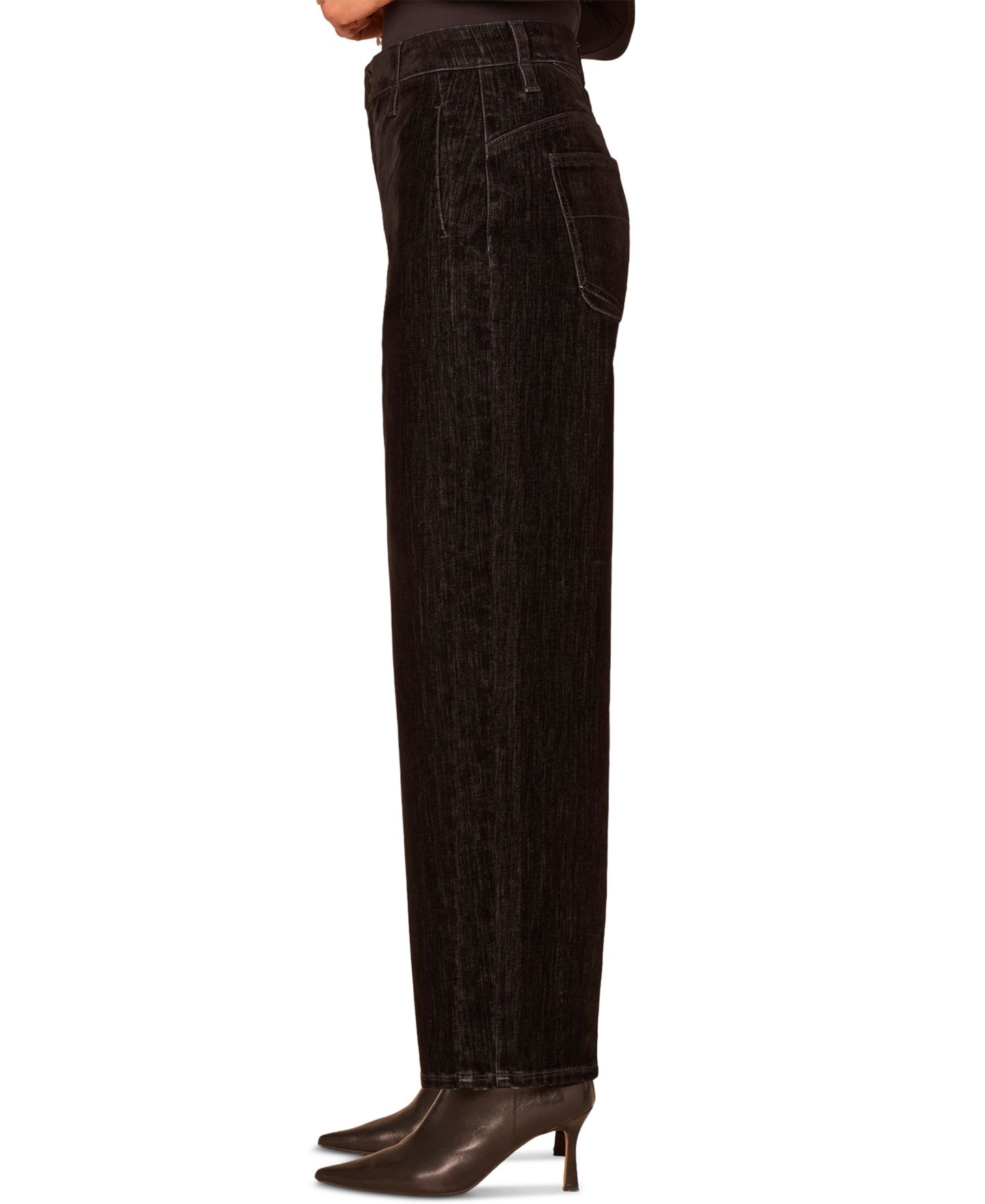 Женские брюки Democracy Petite Ab Solution High-Waist Corduroy Barrel, цвет: Чёрный — фото 2