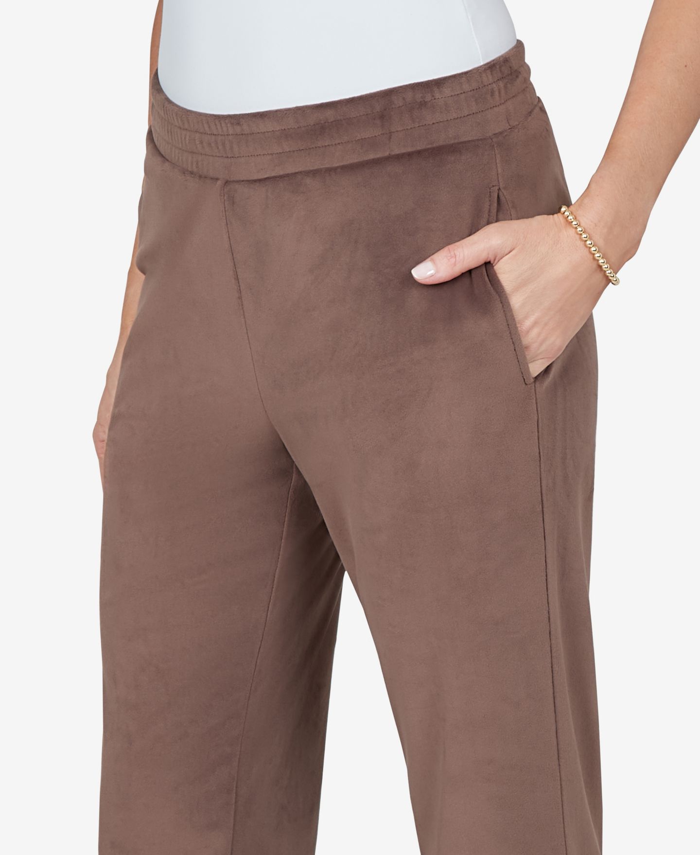 Женские брюки Alfred Dunner Petite Elastic-Waist Straight Faux-Suede, цвет: Мокко — фото 4
