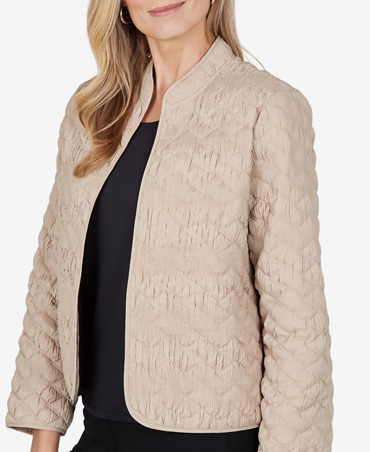 Женская куртка Alfred Dunner Petite Mandarin Collar Cropped Quilted, цвет: Рыжевато-коричневый — фото 4