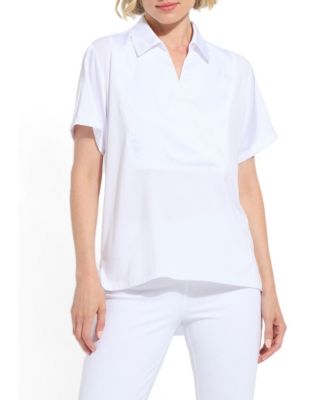 Women's Safira Short-Sleeve Satin Mix-Media Blouse