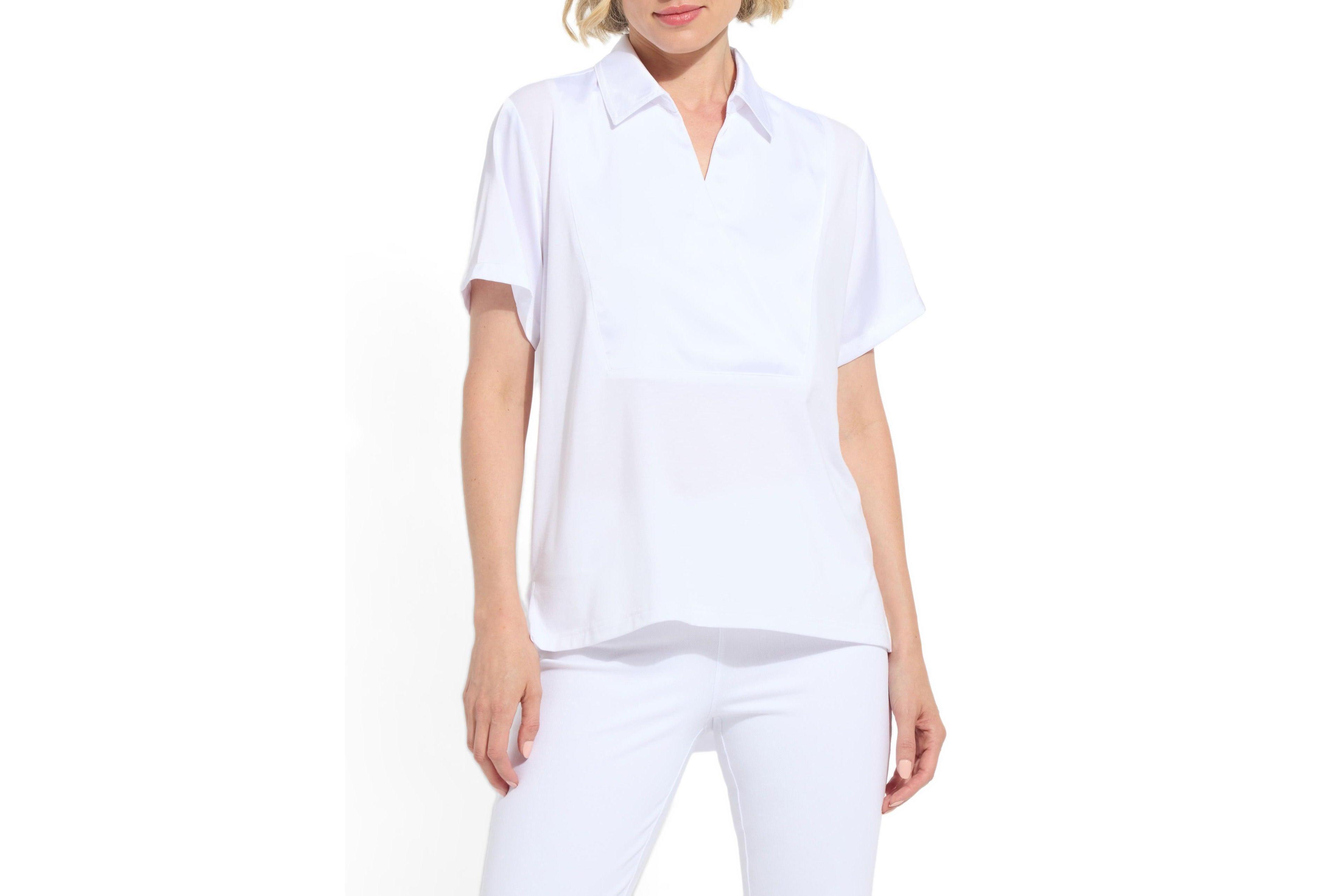 Lysse Women's Safira Short-Sleeve Satin Mix-Media Blouse