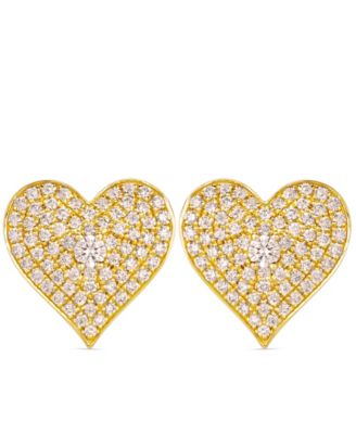 Honey Gold Heart Diamond Stud Earrings (3/4 ct. t.w.) in 14k Yellow Gold