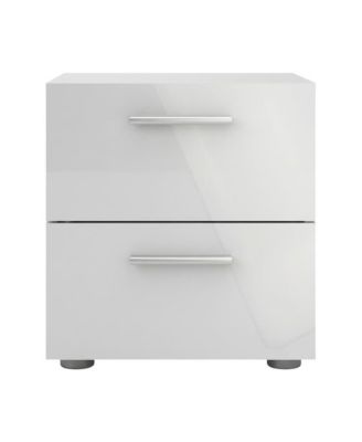 High Gloss Oak Nightstand with Two Drawers and Timeless Design