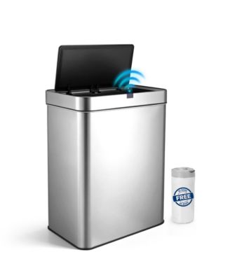 13-Gallon Motion Sensor Trash Can with 26 Trash Bags, Rectangular Waste Sorting Bin with Dual Split Rings