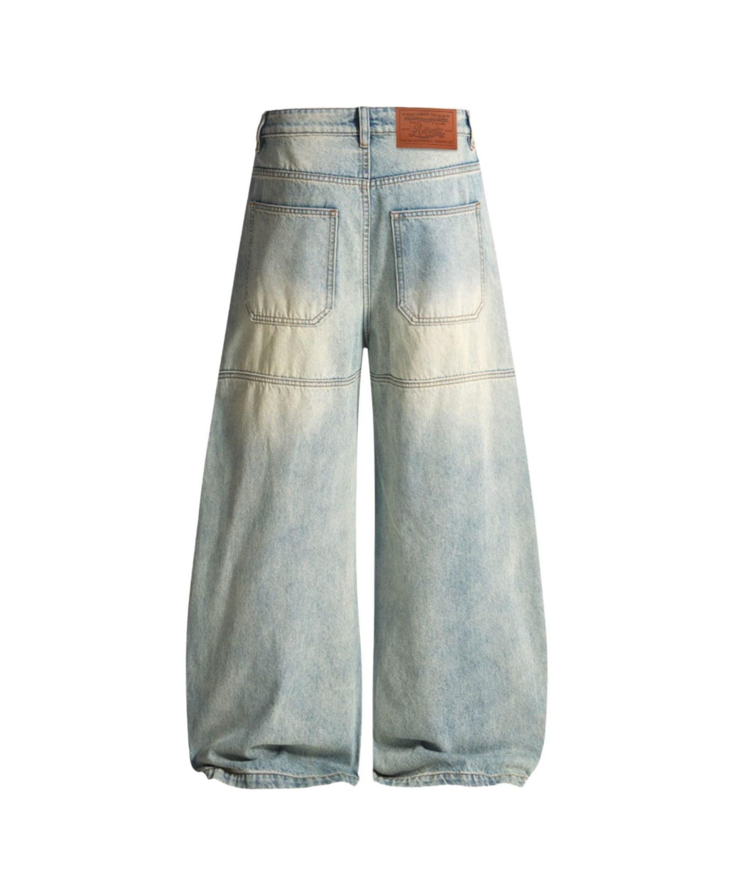 Мужские джинсы AELFRIC EDEN Panel Baggy Barrel Light-Wash Distressed, цвет: Синий — фото 3