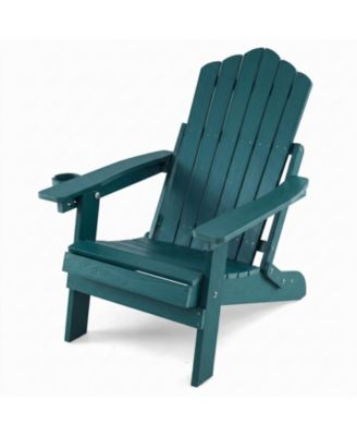 Folding Adirondack Chair with 5-Level Backrest and Swivel Cup Holder
