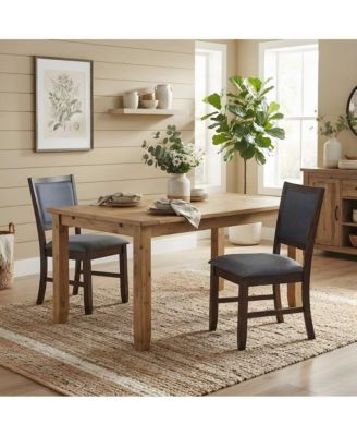 Solid Rubberwood Fabric-Upholstered Dining Side Chairs, Set of 2