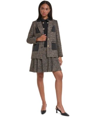 Women's Multi Tweed Contrast-Quilted Jacket, KARL LAGERFELD PARIS Women's Mixed-Media A-Line Tweed Dress