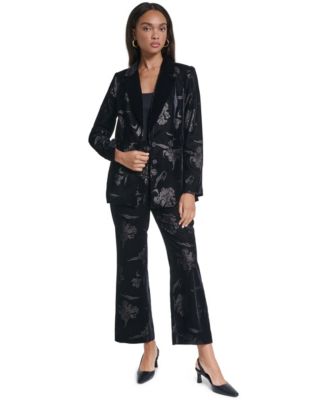 Women's Velvet Jacquard Blazer, KARL LAGERFELD PARIS Women's Velvet Floral-Print Jacquard Pants