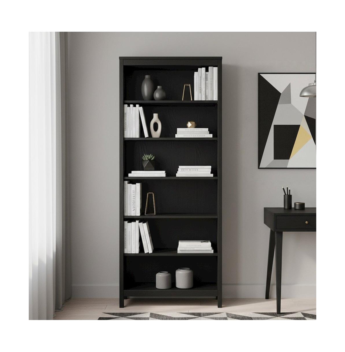 FurniFact 6-Shelf Bookshelf with Adjustable Storage Shelves for Office