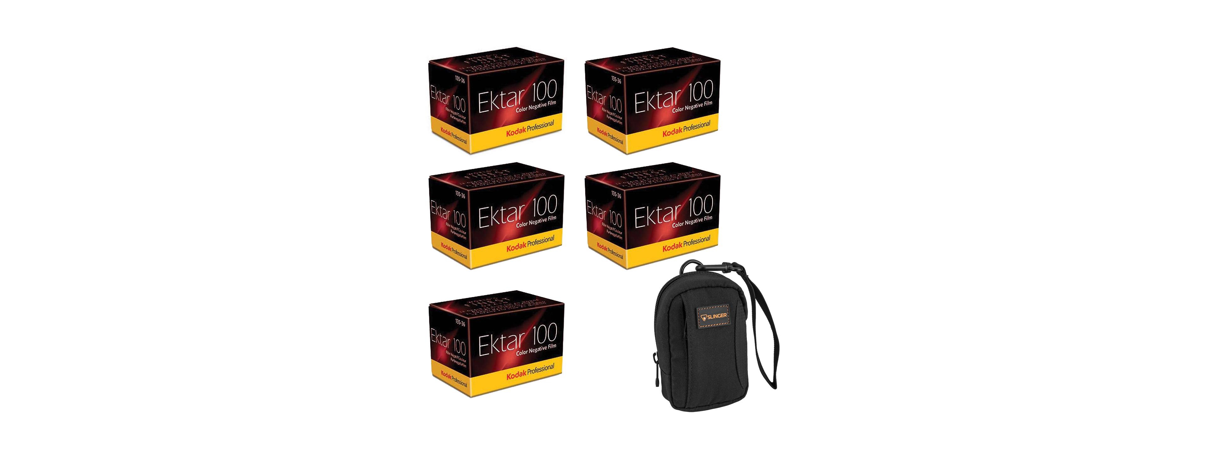 Kodak Ektar 100 Color 35mm Negative Roll Film, 5-Pack with Camera Bag