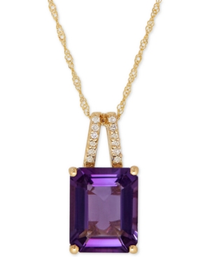 image of London Blue Topaz (4 ct. t.w.) and Diamond Accent Pendant Necklace in 14k Rose Gold (Also Available in Amethyst)