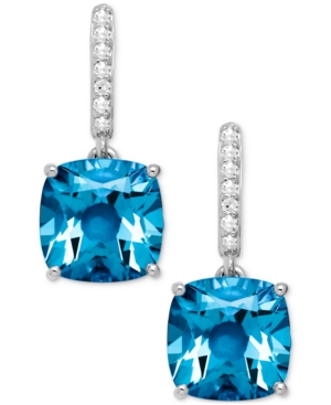 image of Blue Topaz (3-9/10 ct. t.w.) and Diamond Accent Drop Earrings in 14k White Gold (Also Available in Amethyst)