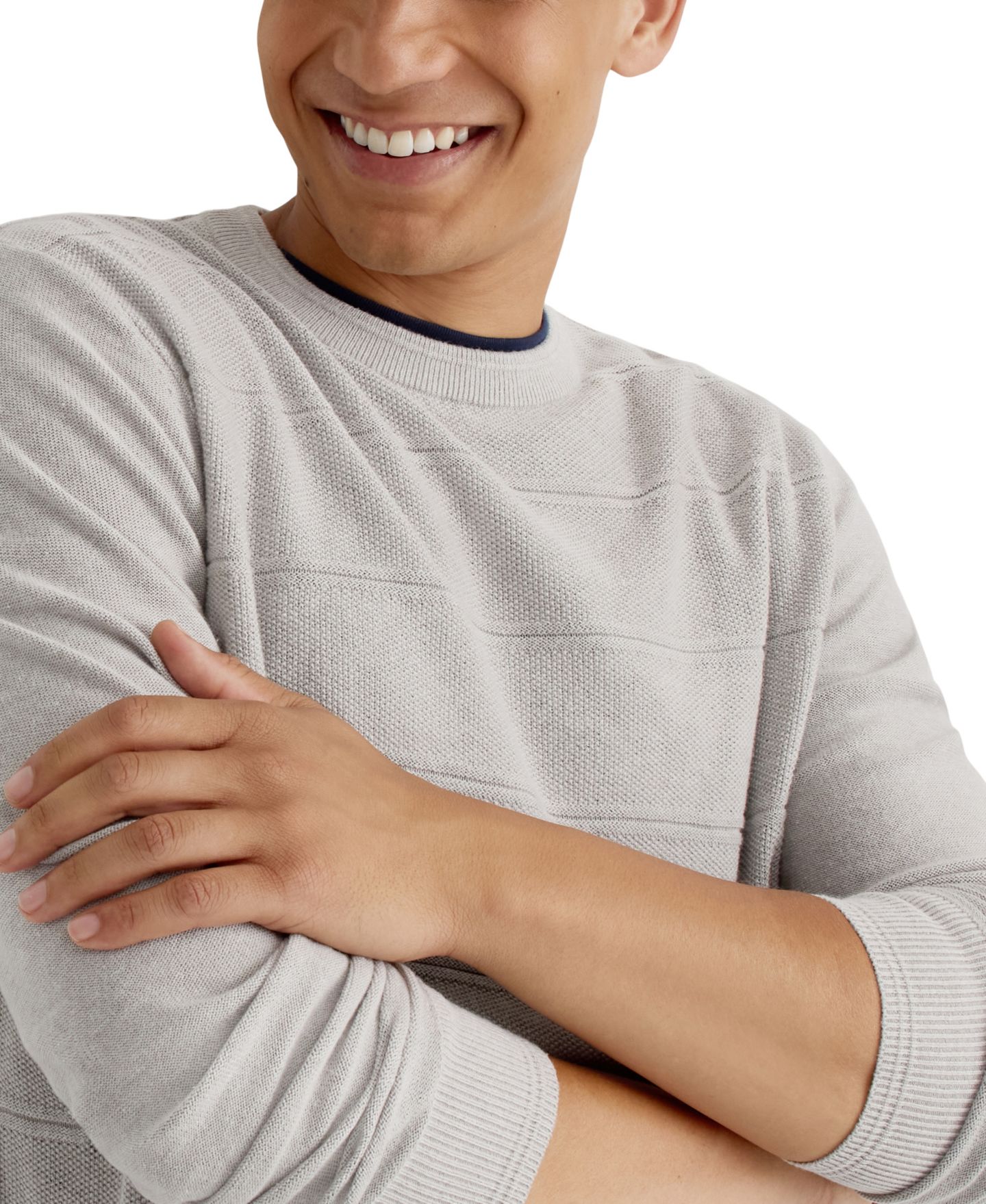 Мужской свитер Nautica Classic-Fit Textured Crewneck, цвет: Серый меланжевый — фото 2