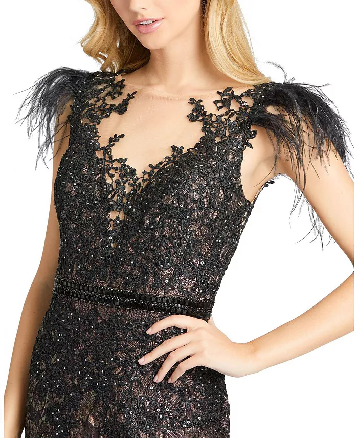Women's Pleated One Shoulder Chiffon Gown - thumbnail 6