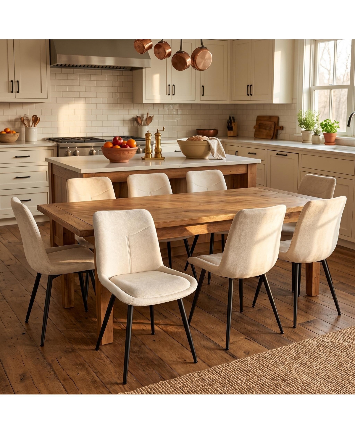 gaomon Dining Chair Set 8-Piece Soft Chenille Upholstery with Sturdy Metal Frame Dining