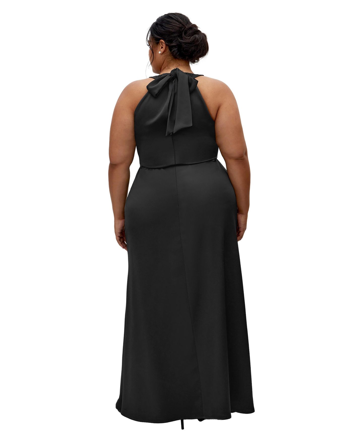 Женское платье CITY CHIC Plus Size Celina Halter Maxi Side-Pleated, цвет: Чёрный — фото 2