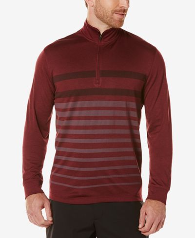PGA Tour Men's Striped Long-Sleeve1/4 Zip Performance Shirt