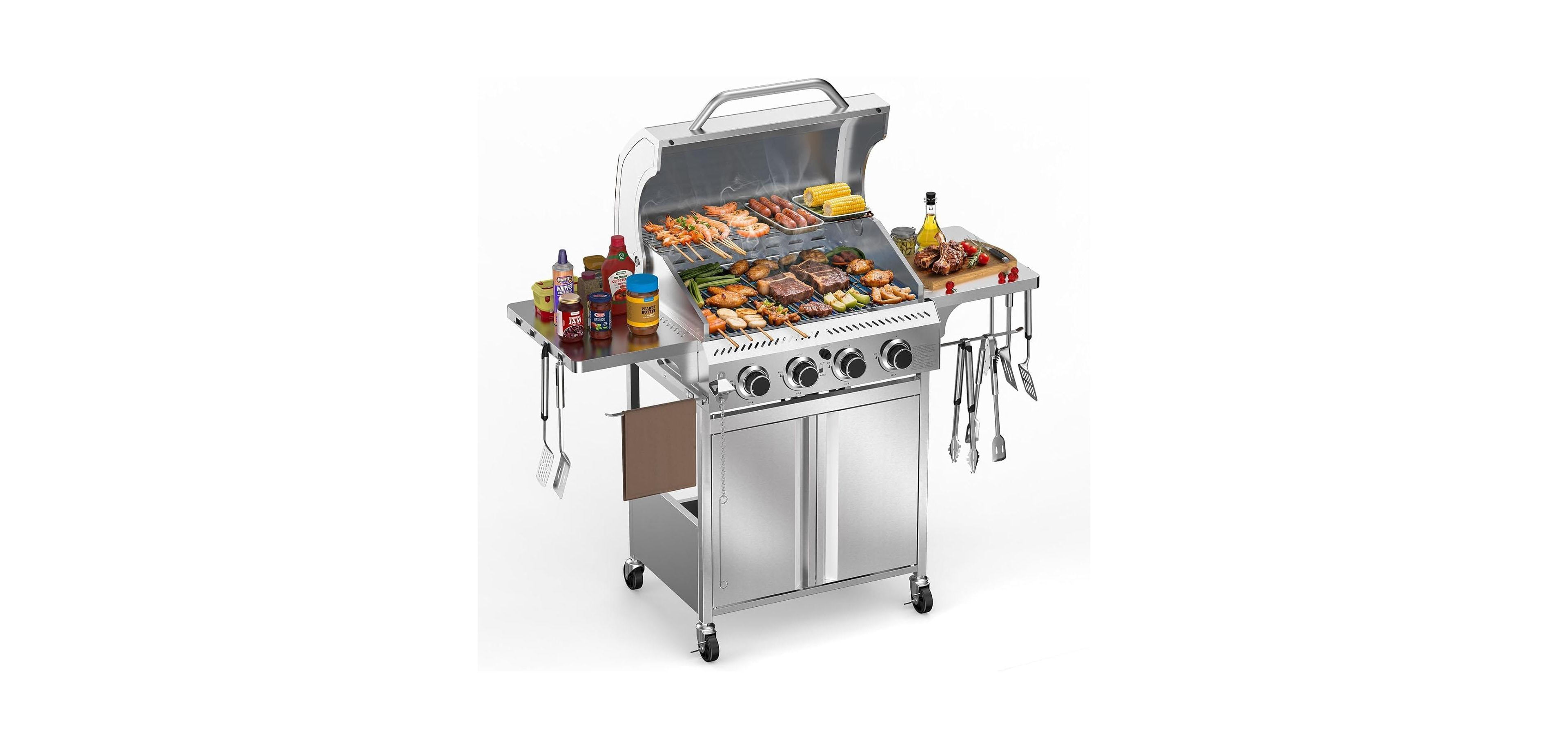 Electactic 4-Burner Gas Bbq Grill, 32,000 Btu, Stainless Steel