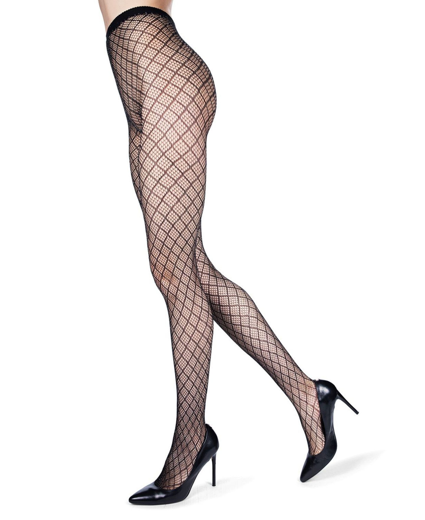 Женские колготки MeMoi Infinite Diamond Lurex Shimmer Fishnet Tights, цвет: Чёрный / Серебряный — фото 1